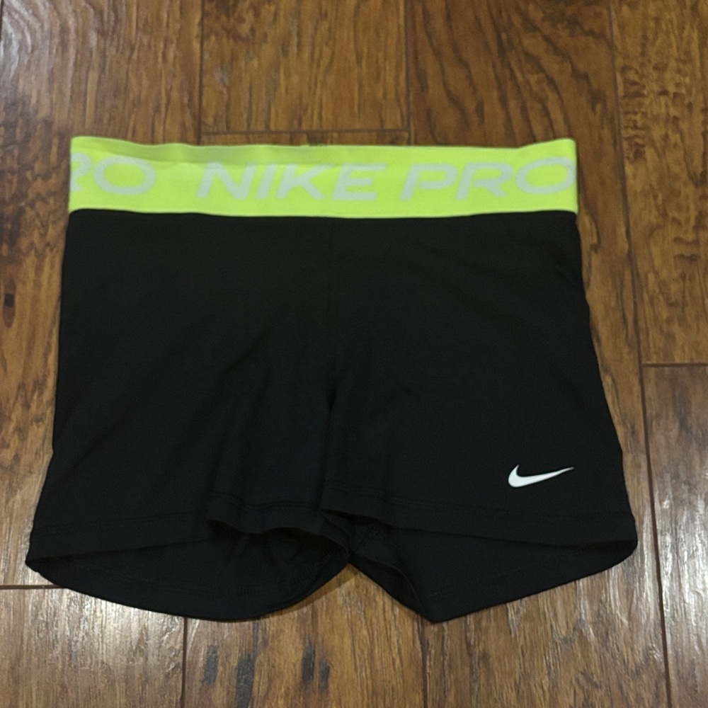 Nike Black Shorts with Neon Yellow Waistband
